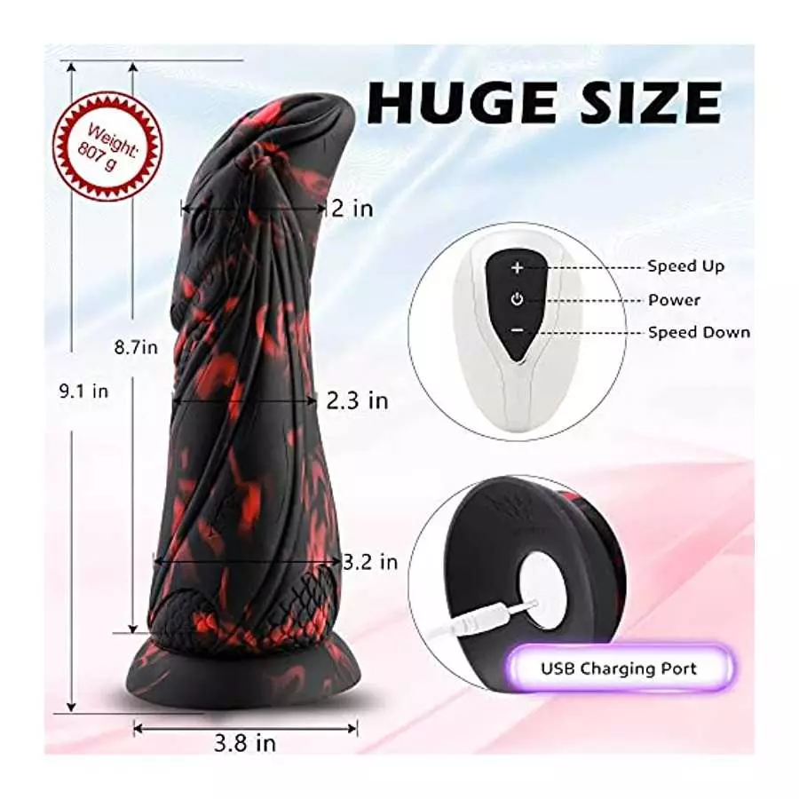 Dragon Dildo for Machine, Huge Soft Dildos with Remote Control for Female, Fantasy Strap On Long Dildo for Women