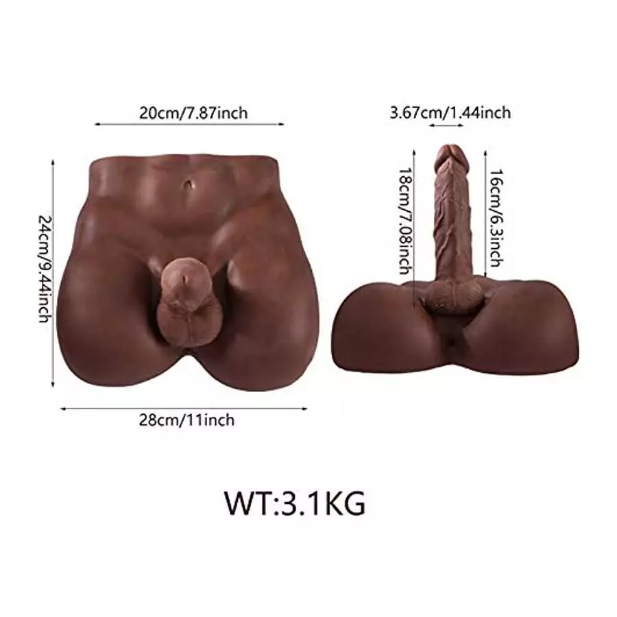 Hliang Dildo Sex Dolls - Lifelike 3D Torso Masturbation Dildo and Vaginal Love Dolls Realistic Sex Toys for Women Couple (Dark B