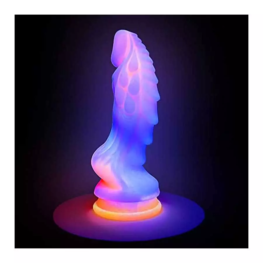 8.46" Silicone Luminous Dildo Colorful Monster Dildo Toy for Women, Realistic G Spot Dildo Flexible Anal Dildo with Suction Cup,
