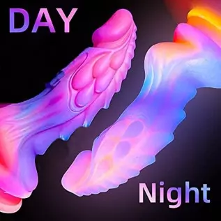 8.46" Silicone Luminous Dildo Colorful Monster Dildo Toy for Women, Realistic G Spot Dildo Flexible Anal Dildo with Suction Cup,