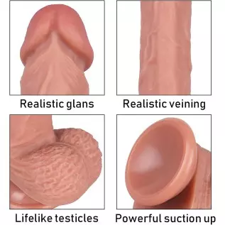 Realistic Silicone Dildo, Soft Lifelike Adult Sex Toy with Strong Suction Cup for Hands-Free Play, Can be Use for Vagina G-spot