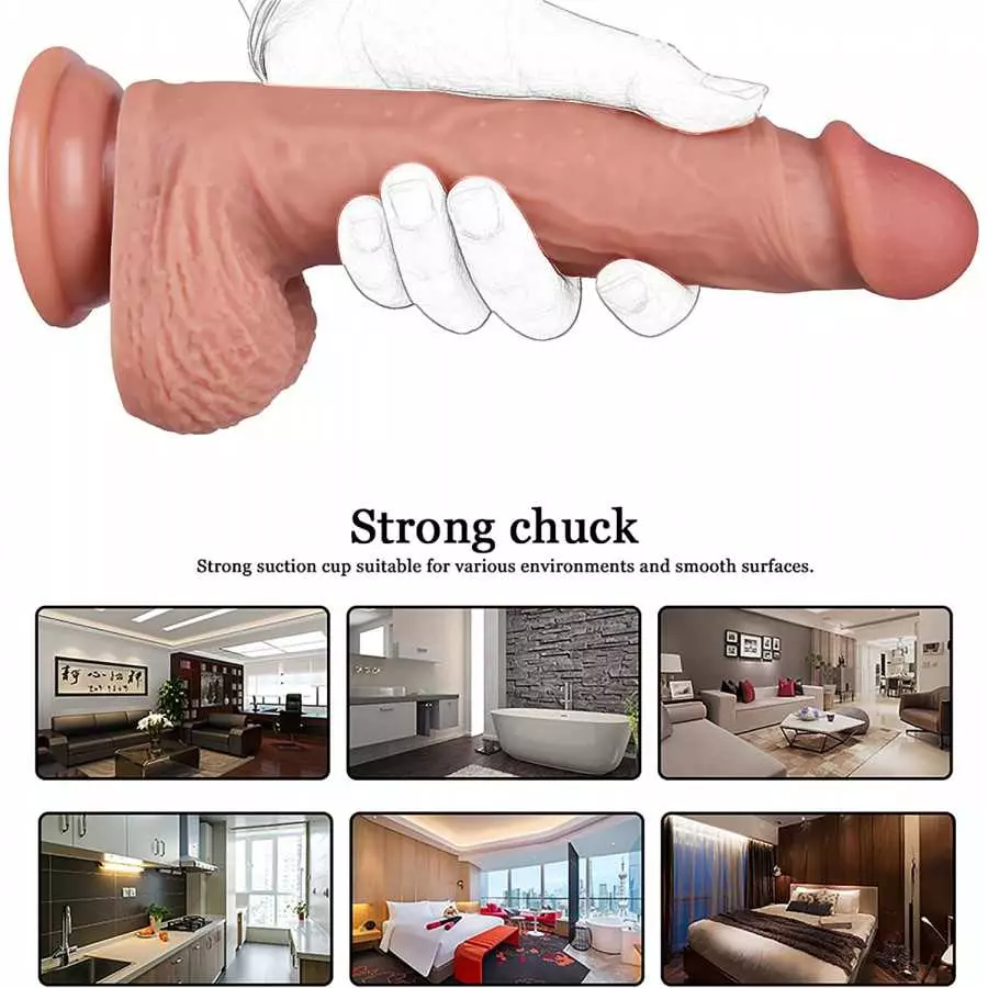 Realistic Silicone Dildo, Soft Lifelike Adult Sex Toy with Strong Suction Cup for Hands-Free Play, Can be Use for Vagina G-spot