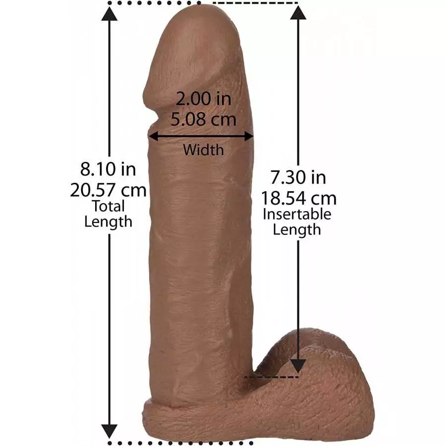 Doc Johnson Vac-U-Lock - The Realistic Cock - 8 Inch - F-Machine and Harness Compatible Dildo - Chocolate