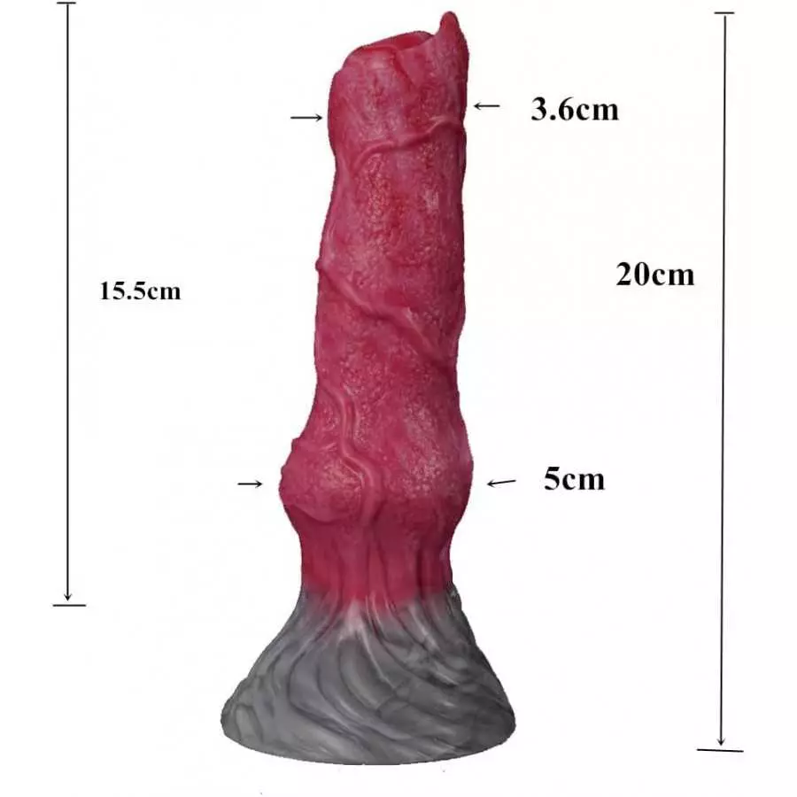 Suction Animal Multi Colored Artificial Dog Dildo Wolf Dildo Canine Style Silicone Made Soft Flexible (Red+Pink+Grey)
