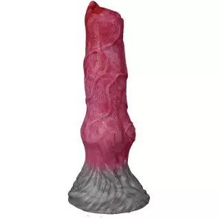 Suction Animal Multi Colored Artificial Dog Dildo Wolf Dildo Canine Style Silicone Made Soft Flexible (Red+Pink+Grey)