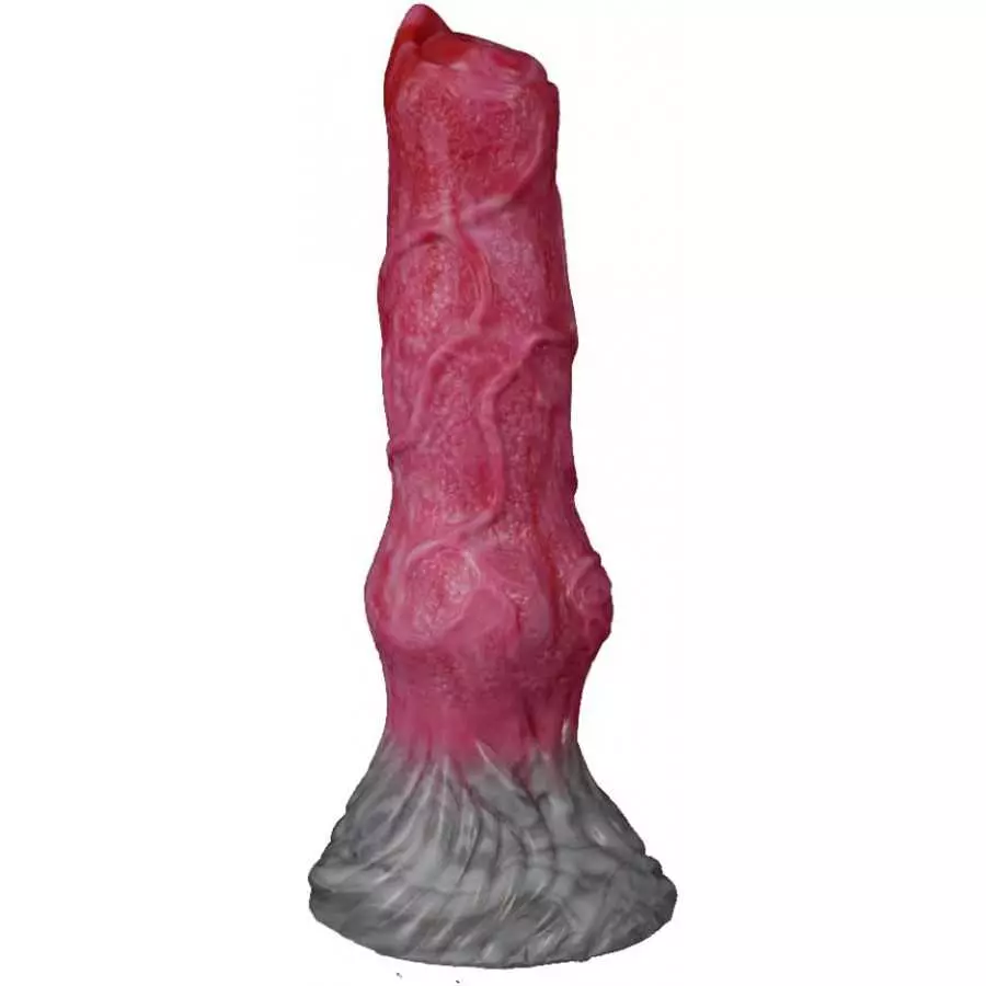 Suction Animal Multi Colored Artificial Dog Dildo Wolf Dildo Canine Style Silicone Made Soft Flexible (Red+Pink+Grey)