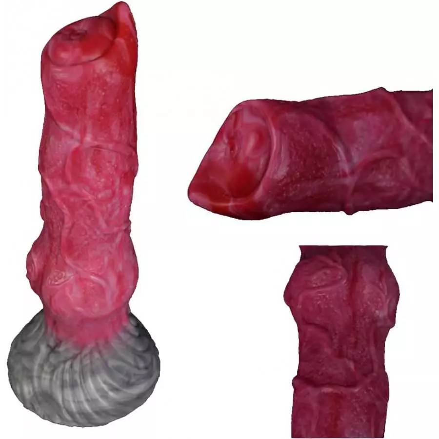 Suction Animal Multi Colored Artificial Dog Dildo Wolf Dildo Canine Style Silicone Made Soft Flexible (Red+Pink+Grey)