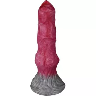 Suction Animal Multi Colored Artificial Dog Dildo Wolf Dildo Canine Style Silicone Made Soft Flexible (Red+Pink+Grey)