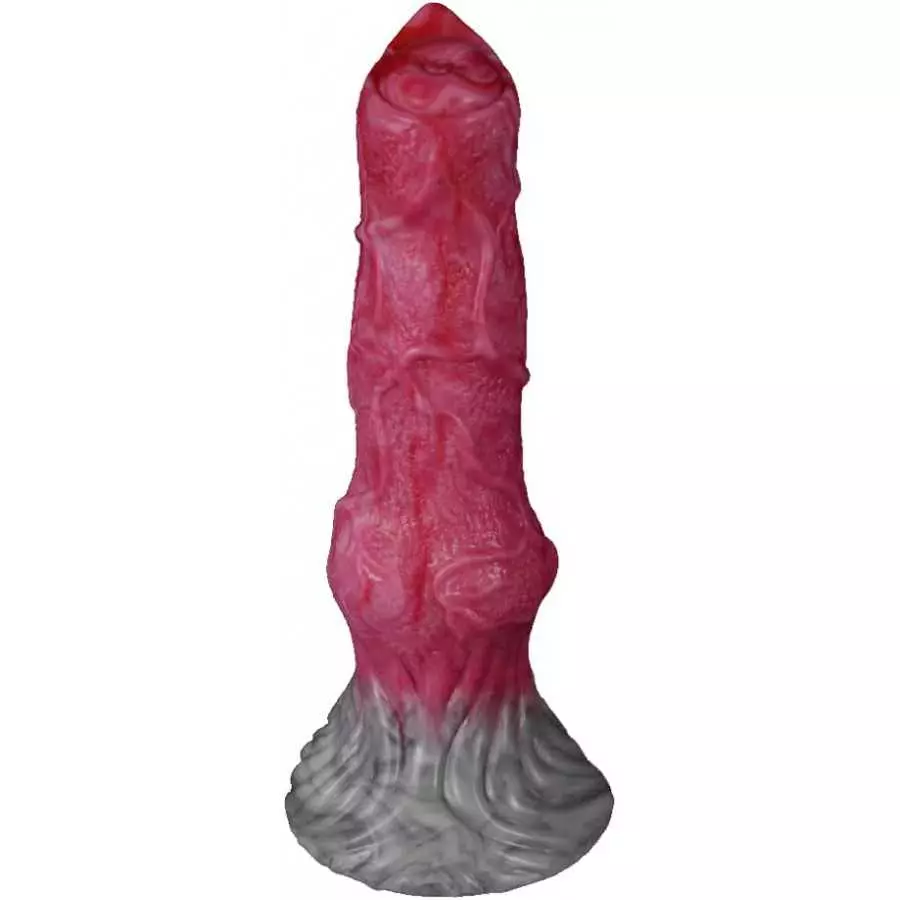 Suction Animal Multi Colored Artificial Dog Dildo Wolf Dildo Canine Style Silicone Made Soft Flexible (Red+Pink+Grey)