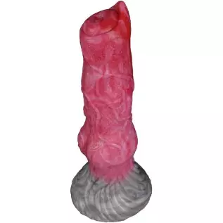 Suction Animal Multi Colored Artificial Dog Dildo Wolf Dildo Canine Style Silicone Made Soft Flexible (Red+Pink+Grey)