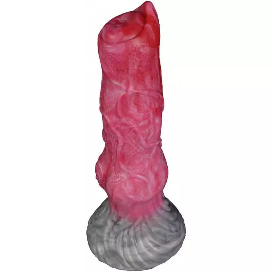 Suction Animal Multi Colored Artificial Dog Dildo Wolf Dildo Canine Style Silicone Made Soft Flexible (Red+Pink+Grey)