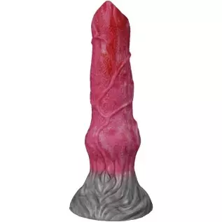 Suction Animal Multi Colored Artificial Dog Dildo Wolf Dildo Canine Style Silicone Made Soft Flexible (Red+Pink+Grey)