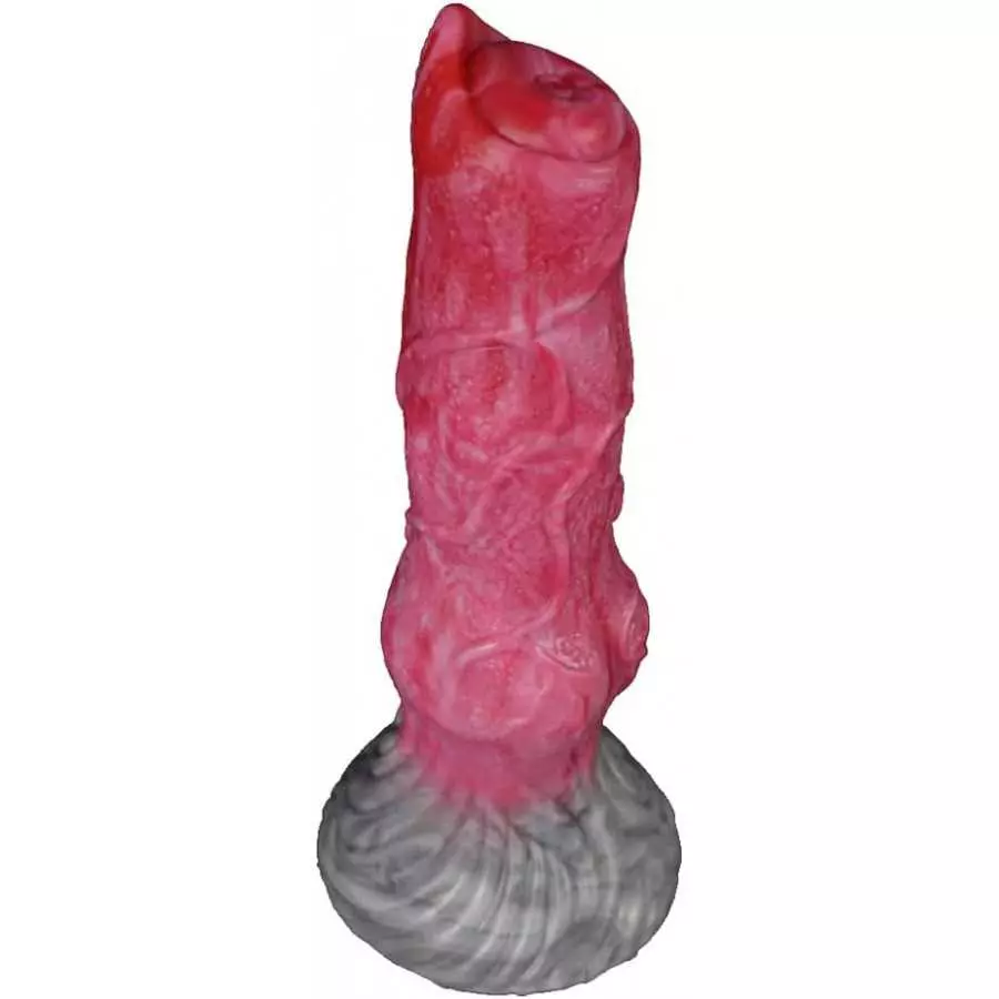 Suction Animal Multi Colored Artificial Dog Dildo Wolf Dildo Canine Style Silicone Made Soft Flexible (Red+Pink+Grey)