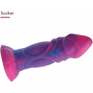 Realistic Dragon Dildo 2.3inch Fat Dildos Flexible Silicone Dildo Adult Sex Toy with Suction Cup G Spot Dildo Animal Starry Purp