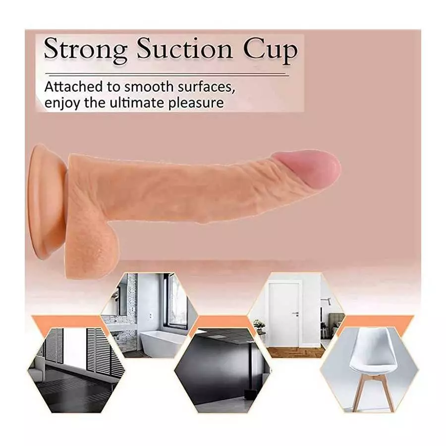 Classic Silicone Suction Cup Realistic Classic Dick Wand Used for Couple in The Indoor(8 inches)