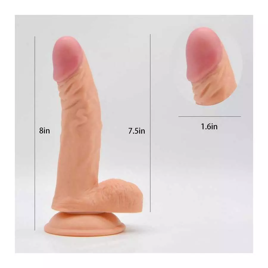 Classic Silicone Suction Cup Realistic Classic Dick Wand Used for Couple in The Indoor(8 inches)