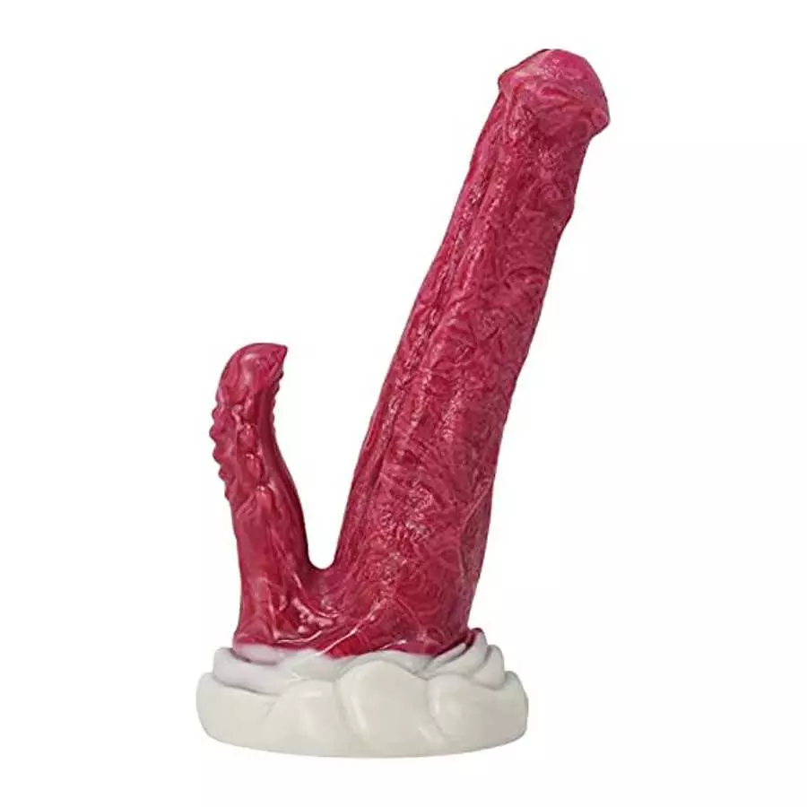Realistic Double-Ended Dragon Dildo with Hands-Free Suction Cup, 8.8 inches Big Pink Silicone One Side Dual Heads Anal Plug Adul