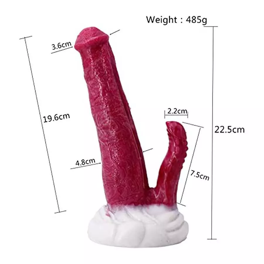 Realistic Double-Ended Dragon Dildo with Hands-Free Suction Cup, 8.8 inches Big Pink Silicone One Side Dual Heads Anal Plug Adul