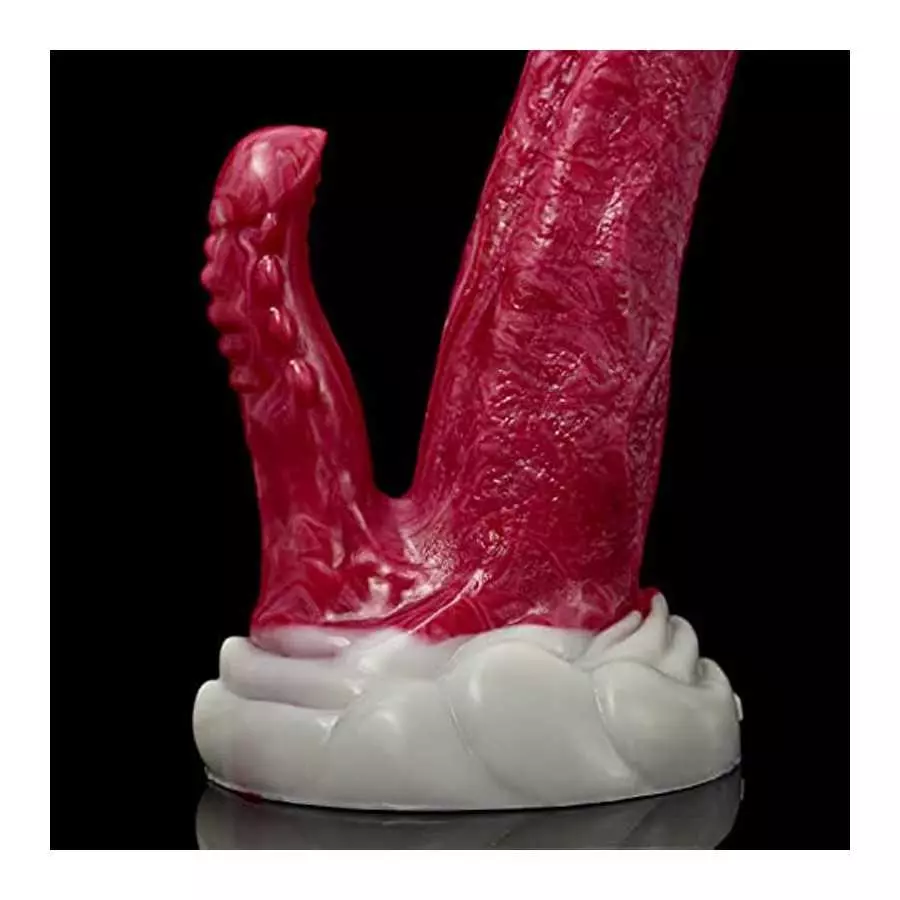 Realistic Double-Ended Dragon Dildo with Hands-Free Suction Cup, 8.8 inches Big Pink Silicone One Side Dual Heads Anal Plug Adul