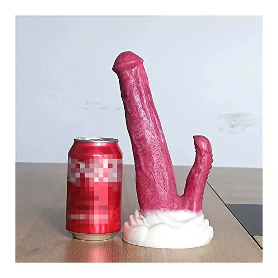 Realistic Double-Ended Dragon Dildo with Hands-Free Suction Cup, 8.8 inches Big Pink Silicone One Side Dual Heads Anal Plug Adul