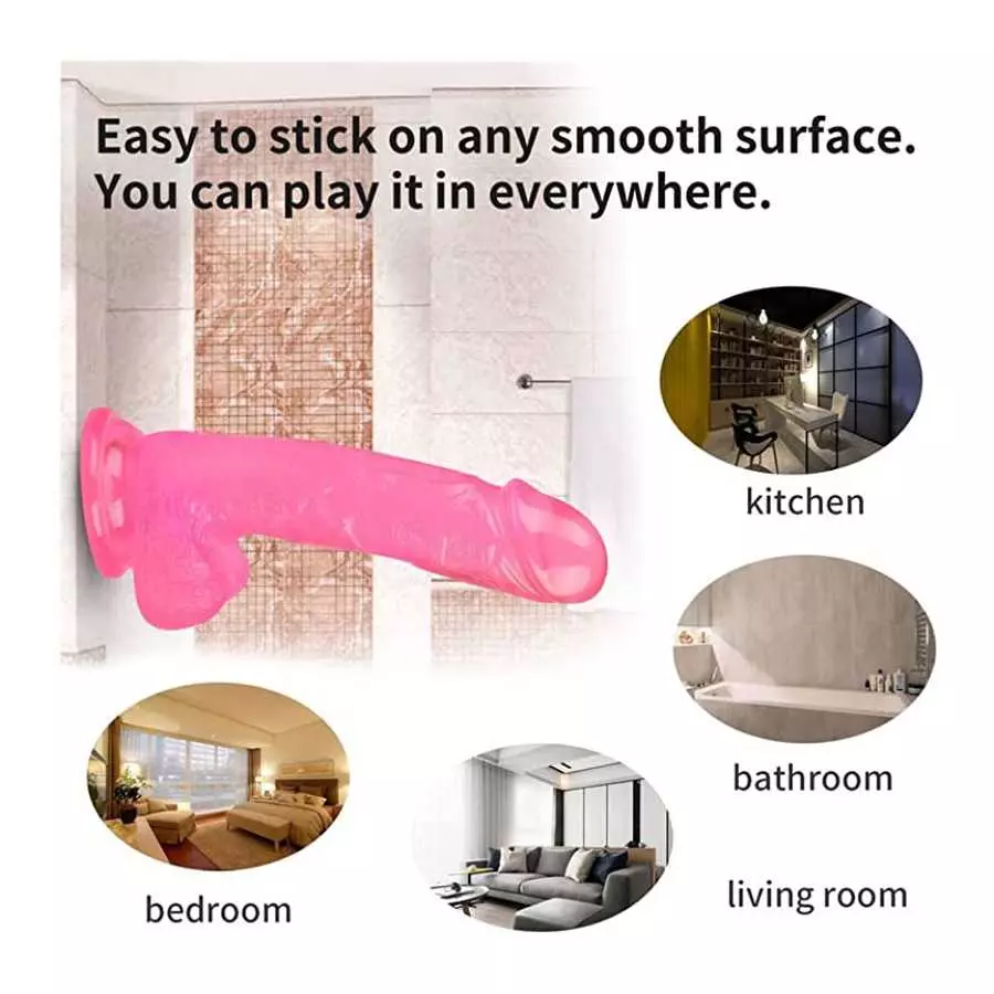 8 Inch Smooth Soft Silicone Material Flexible Female Silicone Suction Cup Realistic Classic Dick Wand for Women