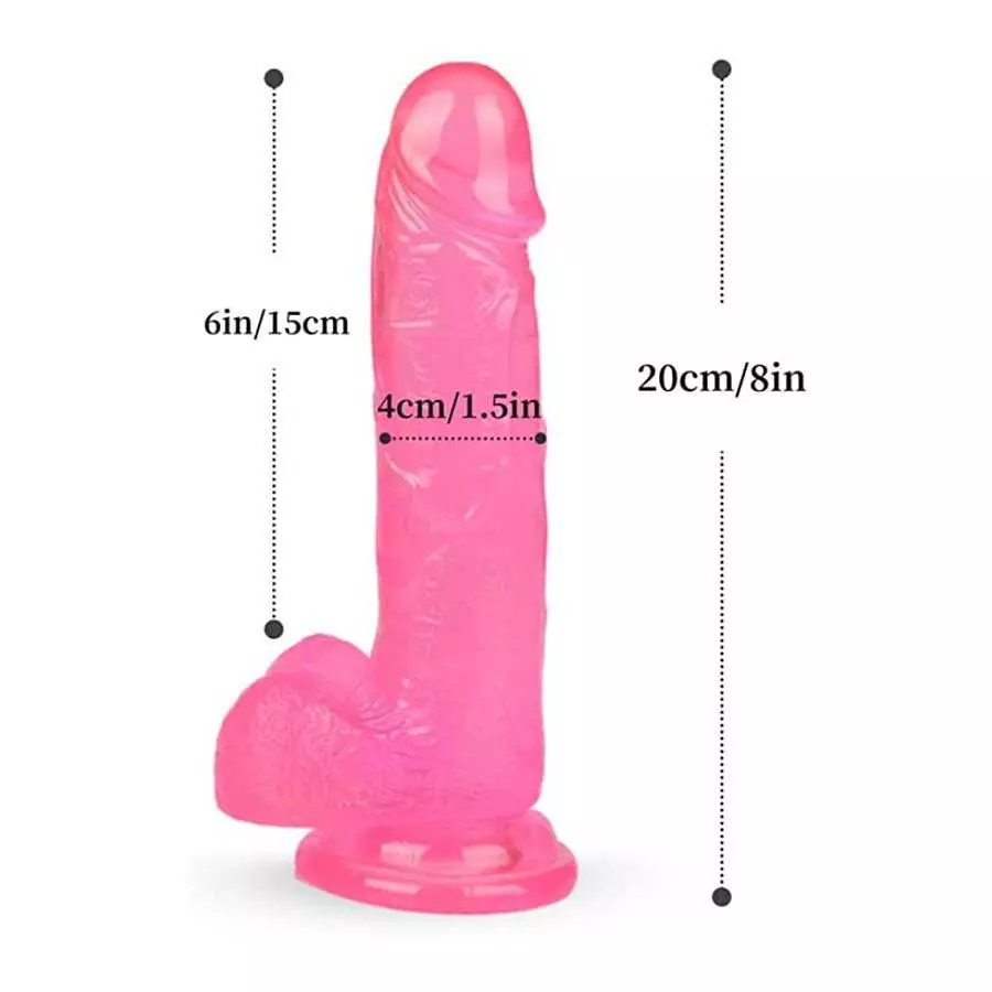 8 Inch Smooth Soft Silicone Material Flexible Female Silicone Suction Cup Realistic Classic Dick Wand for Women