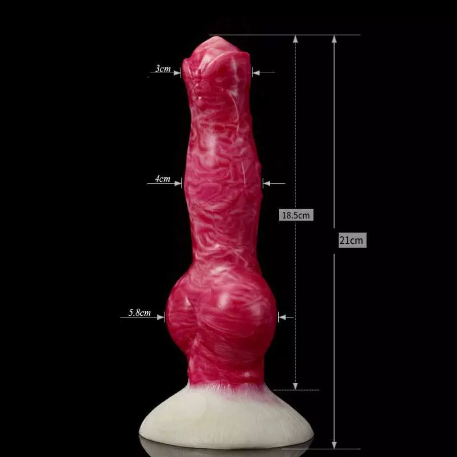 Optional Size Silicone Made Artificial Wolf Dildo Multi Color with Suction Soft Knotty (S)