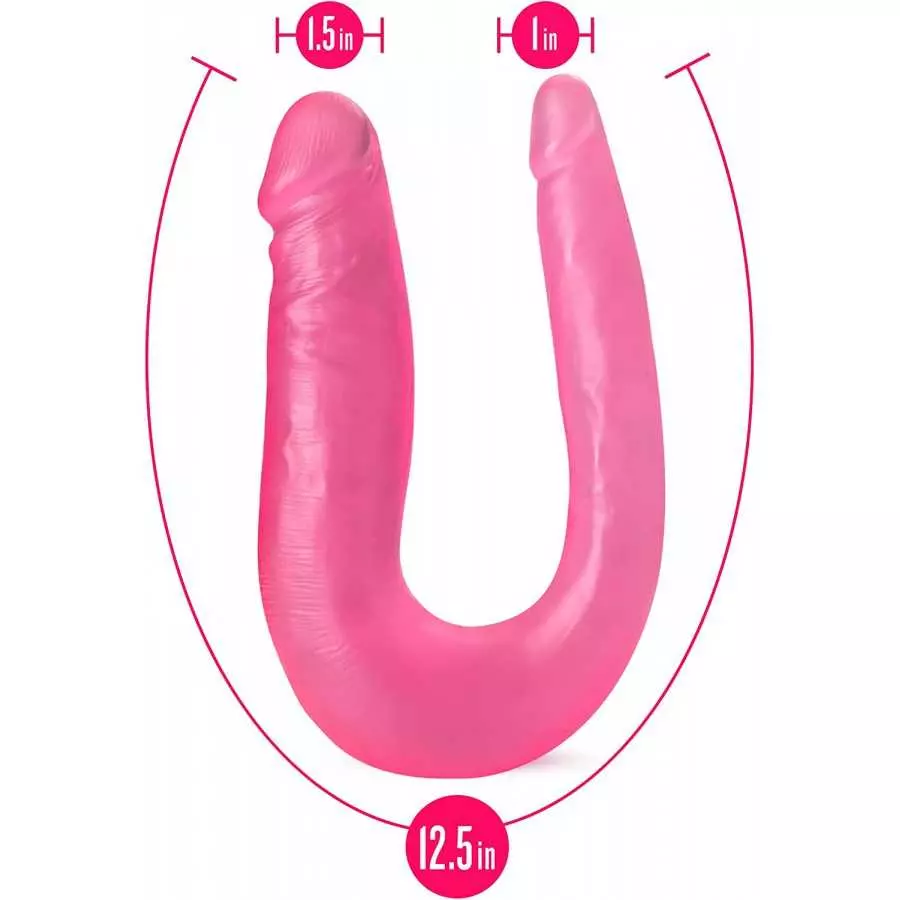 Blush Dr. Skin Mini Double Dong 12.5 Inch Realistic Two Headed Dildo, Double Penetration Sex Toy for Women, Chocolate