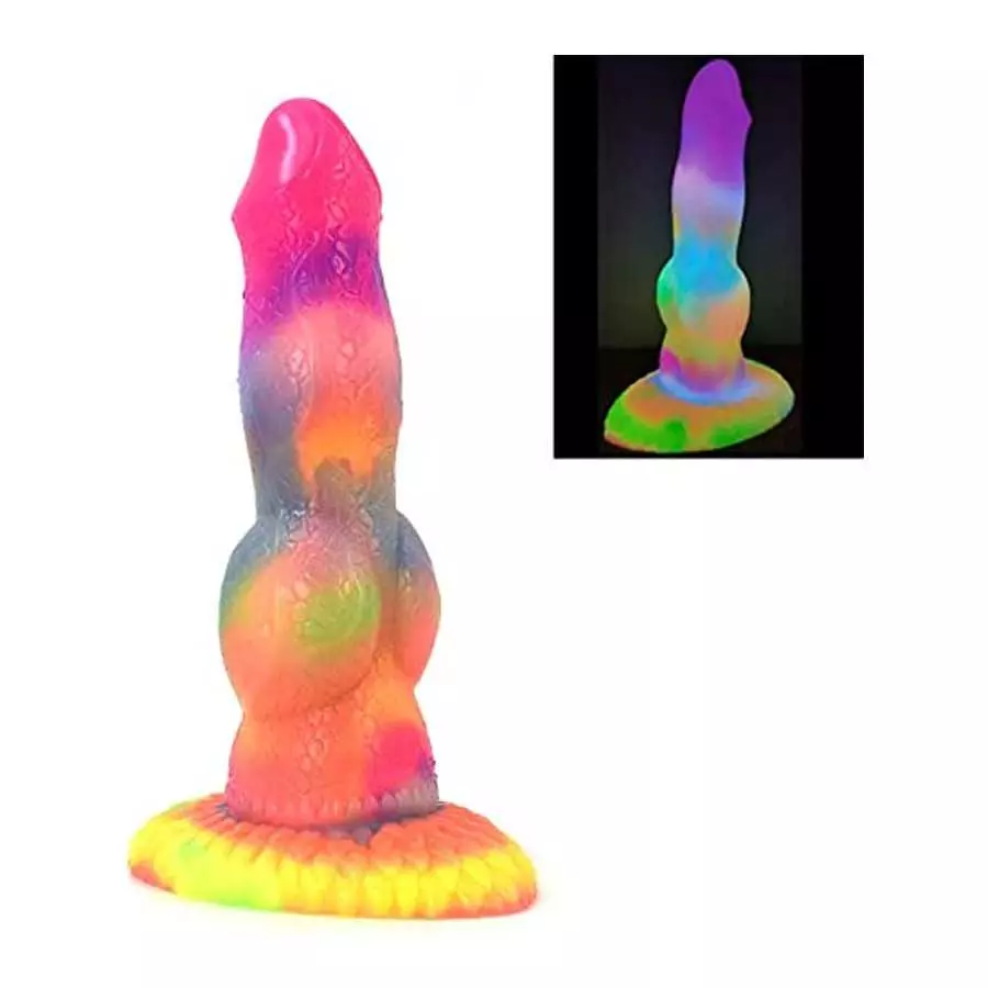 Dragon Luminous Dildo 8.26" Silicone Big Realistic Animal Dildo Half Dog Half Human Knot Dildo with Suction Cup, Thick Long Butt