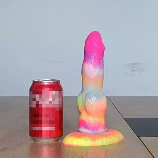 Dragon Luminous Dildo 8.26" Silicone Big Realistic Animal Dildo Half Dog Half Human Knot Dildo with Suction Cup, Thick Long Butt