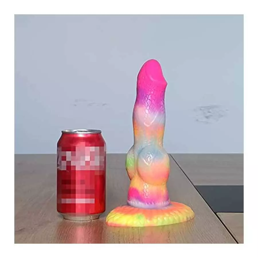 Dragon Luminous Dildo 8.26" Silicone Big Realistic Animal Dildo Half Dog Half Human Knot Dildo with Suction Cup, Thick Long Butt