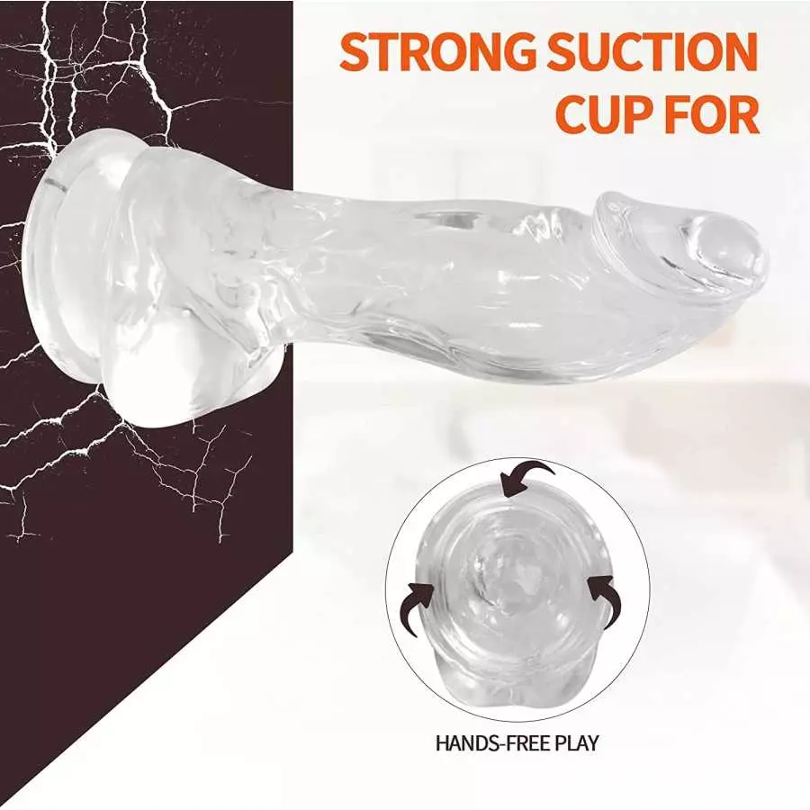 Shkanla Realistic Dildo with Strong Suction Cup for Hands-Free Play, 8.66Inch Soft Love Toy Big Dildos with Smooth Lifelike Head