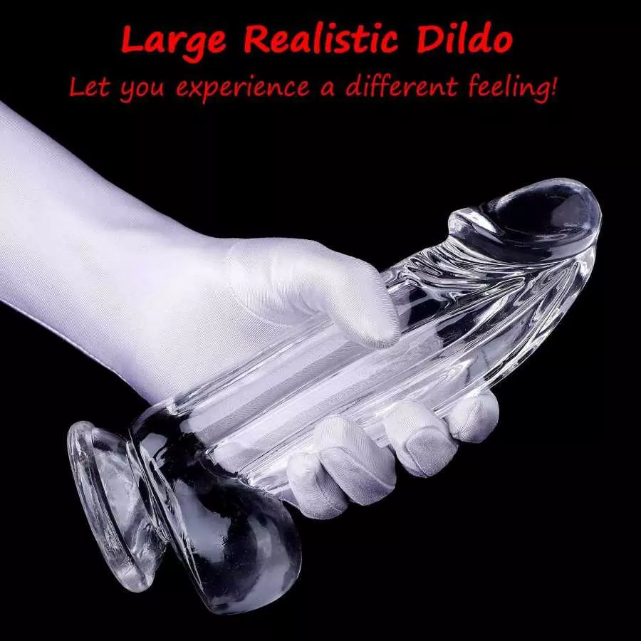 Realistic Dildos Clear Dildo with Suction Cup 16cm/6.3" Hands-Free Play Soft Lifelike Beginner Sex Toy Jelly Dildo Body-Safe Mat