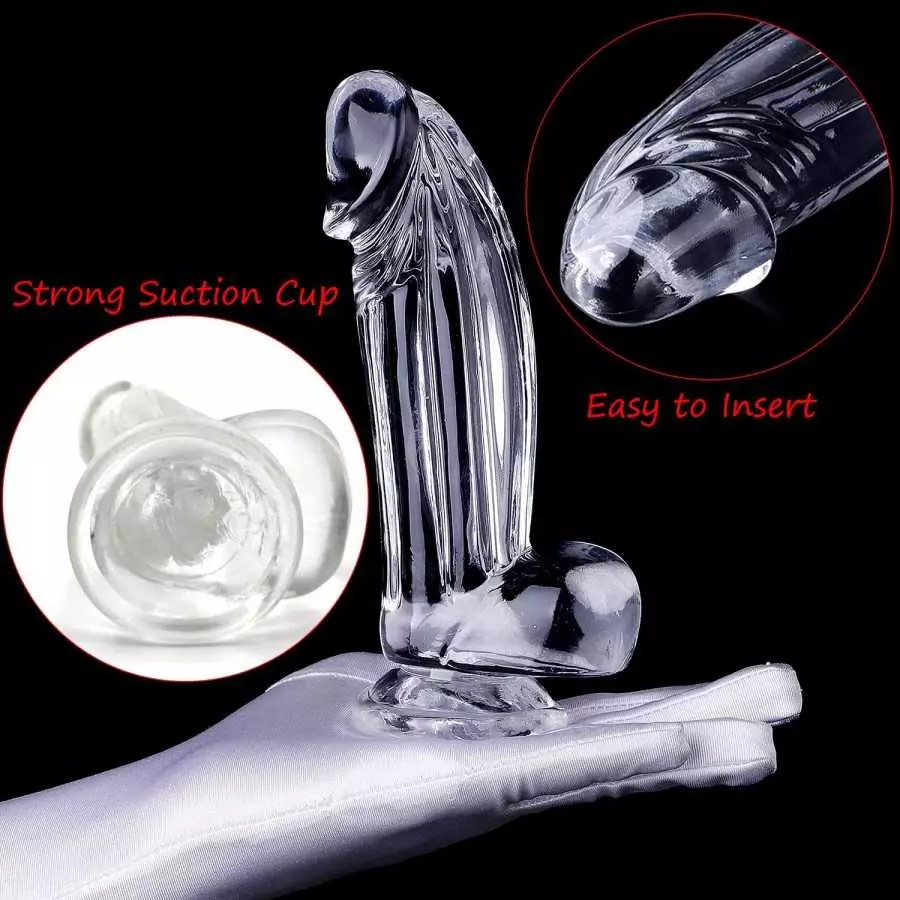 Realistic Dildos Clear Dildo with Suction Cup 16cm/6.3" Hands-Free Play Soft Lifelike Beginner Sex Toy Jelly Dildo Body-Safe Mat