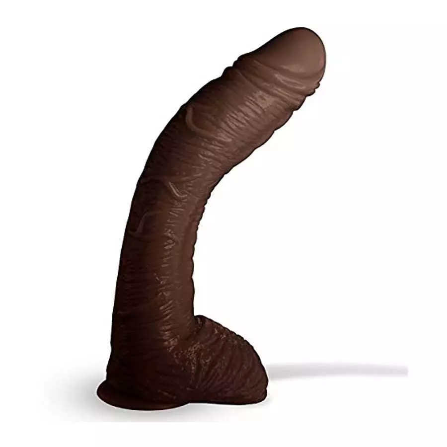 hyper realistic dildo Big Bent 10 Inch Realistic Suction Cup Thick Veiny Curved Chocolate