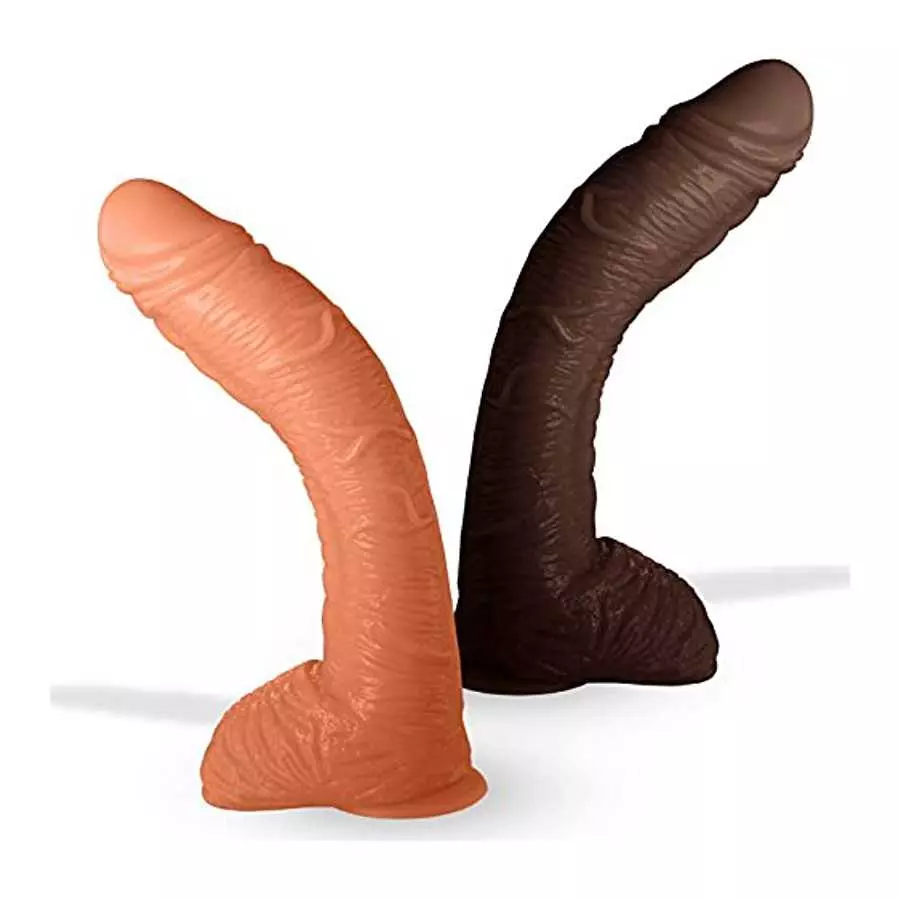 hyper realistic dildo Big Bent 10 Inch Realistic Suction Cup Thick Veiny Curved Chocolate