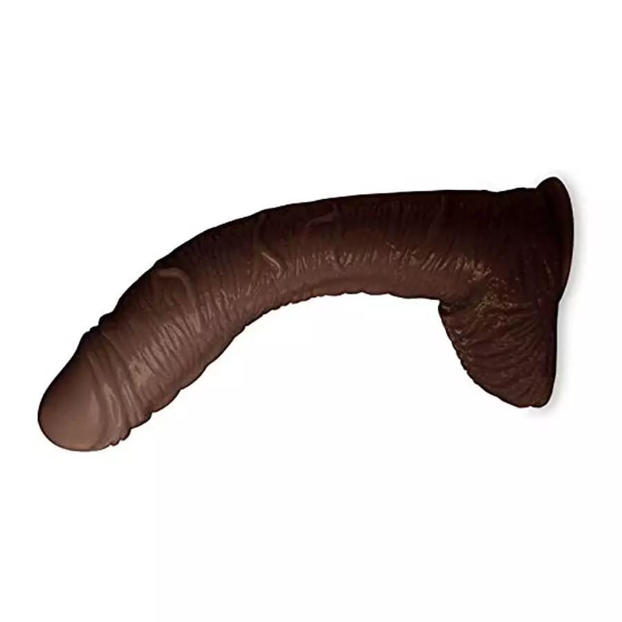 hyper realistic dildo Big Bent 10 Inch Realistic Suction Cup Thick Veiny Curved Chocolate