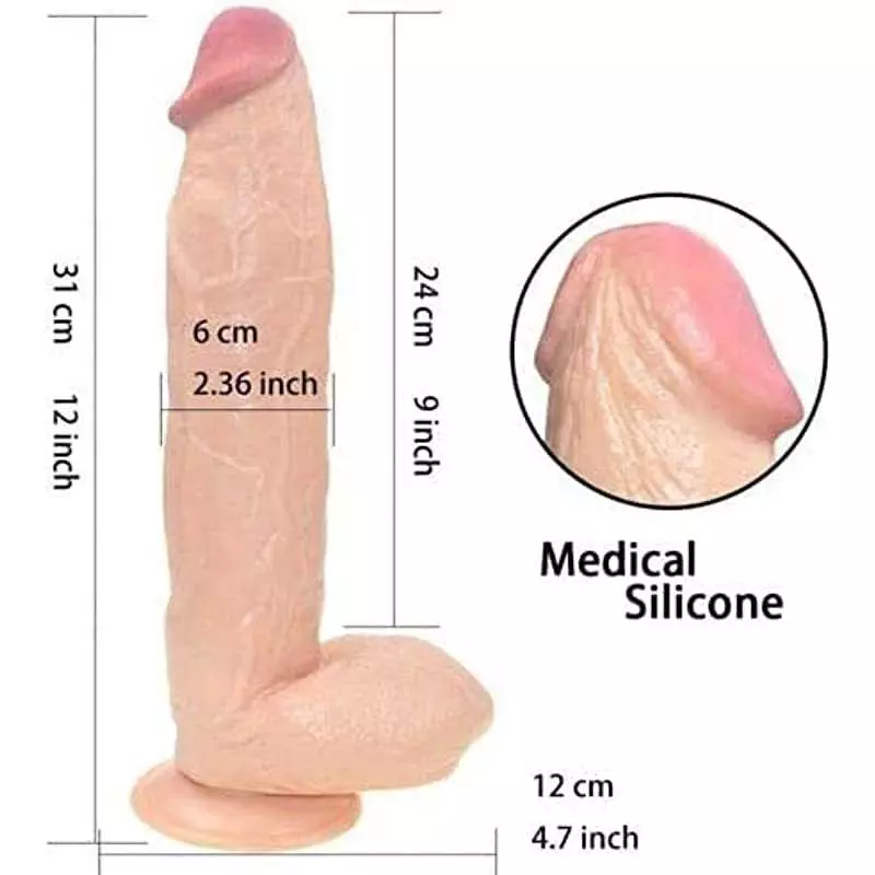 Realistic 12 Inch Thick Huge Dildo with Suction Cup, Adult Toys Sex Big Large Dildo for Women Pleasure G Spot Stimulation ,Male 