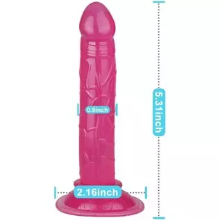 5.3in Mini Silicone Realistic Silicone Suction Cup Realistic Classic Dick Wand with Strong Suction (Pink)