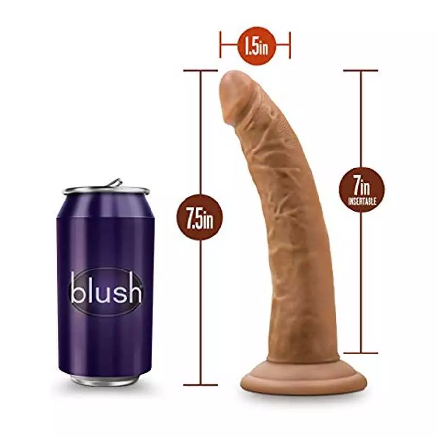 Blush Dr. Skin 7 Inch Realistic Dildo - Soft Lifelike Real Feel - Slim 1.5in. Width - Sturdy Strap On Harness Compatible Suction