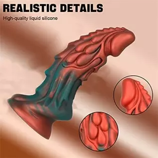 Colorful Thick Realistic Dragon Dildo Knot Anal Dildo, 7.4" Liquid Silicone Dildo Anal Sex Toy for Couples, Lifelike Monster Dil