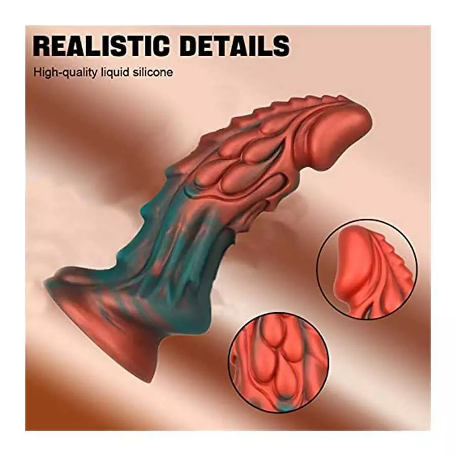 Colorful Thick Realistic Dragon Dildo Knot Anal Dildo, 7.4" Liquid Silicone Dildo Anal Sex Toy for Couples, Lifelike Monster Dil
