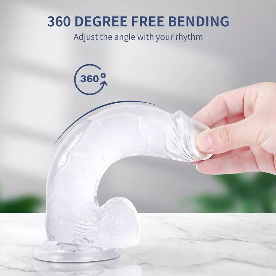 Realistic Dildo Feels Like Skin, 7.5 Inch Clear Dildo with Suction Cup for Hands-Free Play, Body-Safe Material and Adult Sex Toy