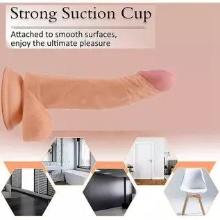 Exquisite 8 inches Size can be Used for Beginners Game Bathroom Silicone Suction Cup Realistic Classic Dick Wand