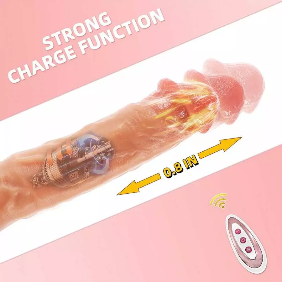 8.7Inch Realistic Dildo，3 Thrusting & 360° Rotation 9 Vibration Modes and Heating Soft Huge Dong 100% Feels Like Skin with Stron