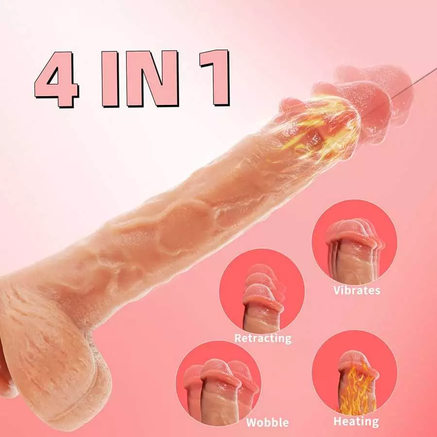 8.7Inch Realistic Dildo，3 Thrusting & 360° Rotation 9 Vibration Modes and Heating Soft Huge Dong 100% Feels Like Skin with Stron