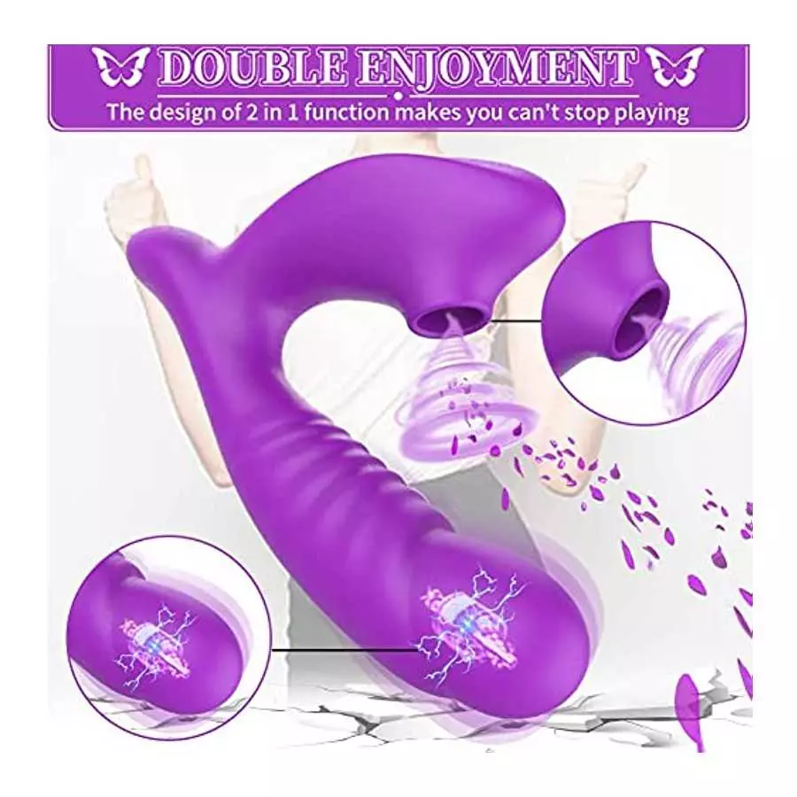 Flueyer G-spot Dildo Vibrator Clitoris Licking Stimulator - Realistic Vibrating Dildos Clitoral Vaginal Adult Sex Toys with 10 &