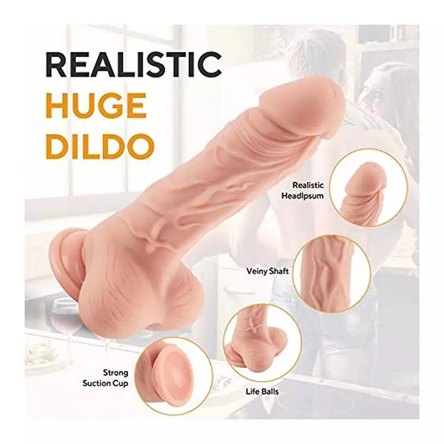 Liquid Silicone Clitoral Anal Dildo for Vagina Prostate Stimulation, Huge Realistic G Spot Oral Sex Dildo with Strong Suction Cu