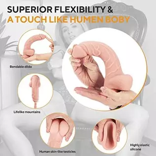 Liquid Silicone Clitoral Anal Dildo for Vagina Prostate Stimulation, Huge Realistic G Spot Oral Sex Dildo with Strong Suction Cu