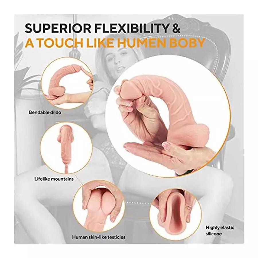 Liquid Silicone Clitoral Anal Dildo for Vagina Prostate Stimulation, Huge Realistic G Spot Oral Sex Dildo with Strong Suction Cu